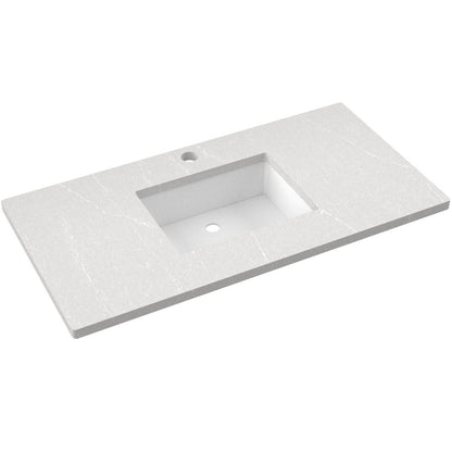 43" Silestone® Quartz Vanity Top Single Rectangle Centered Sink