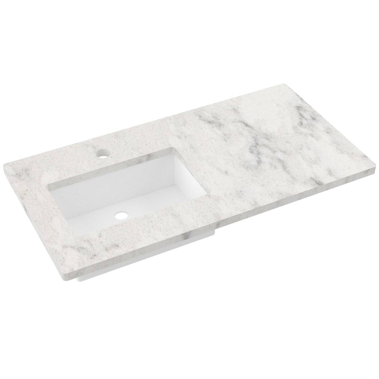 43" Silestone® Quartz Vanity Top Single Rectangle Offset Sink