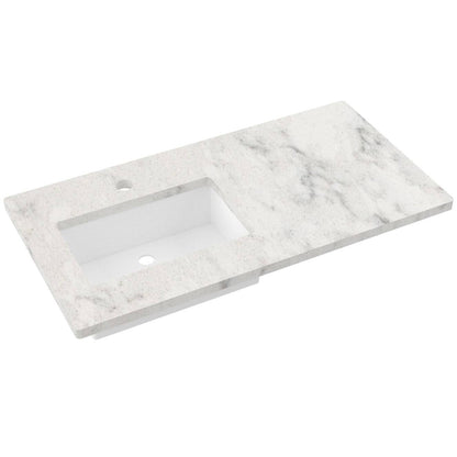 43" Silestone® Quartz Vanity Top Single Rectangle Offset Sink