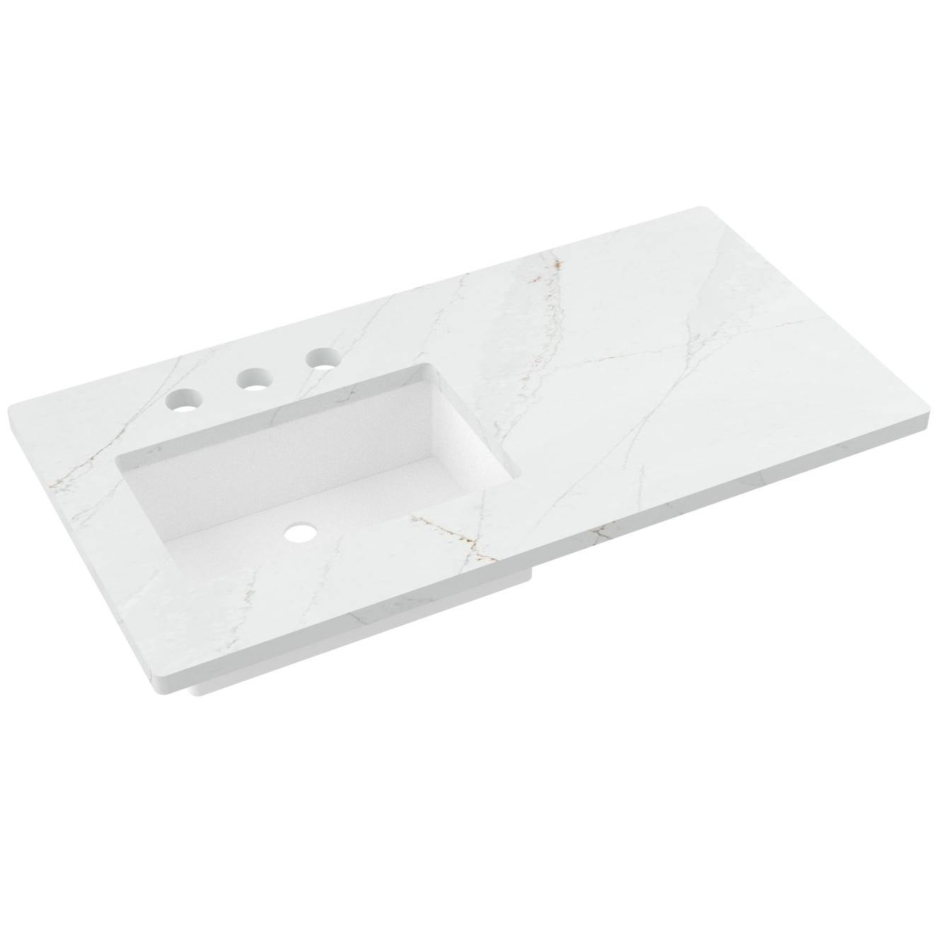 43" Silestone® Quartz Vanity Top Single Rectangle Offset Sink