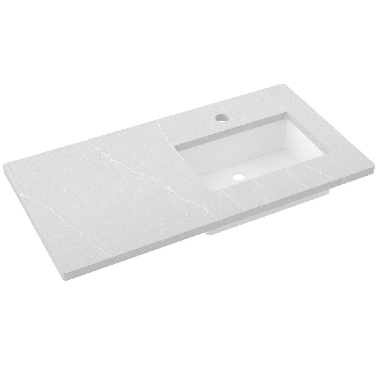 43" Silestone® Quartz Vanity Top Single Rectangle Offset Sink