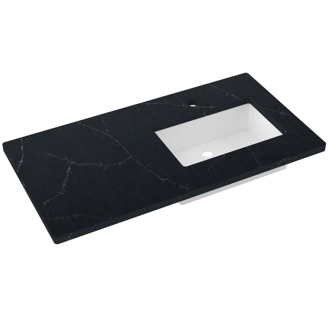 43" Silestone® Quartz Vanity Top Single Rectangle Offset Sink