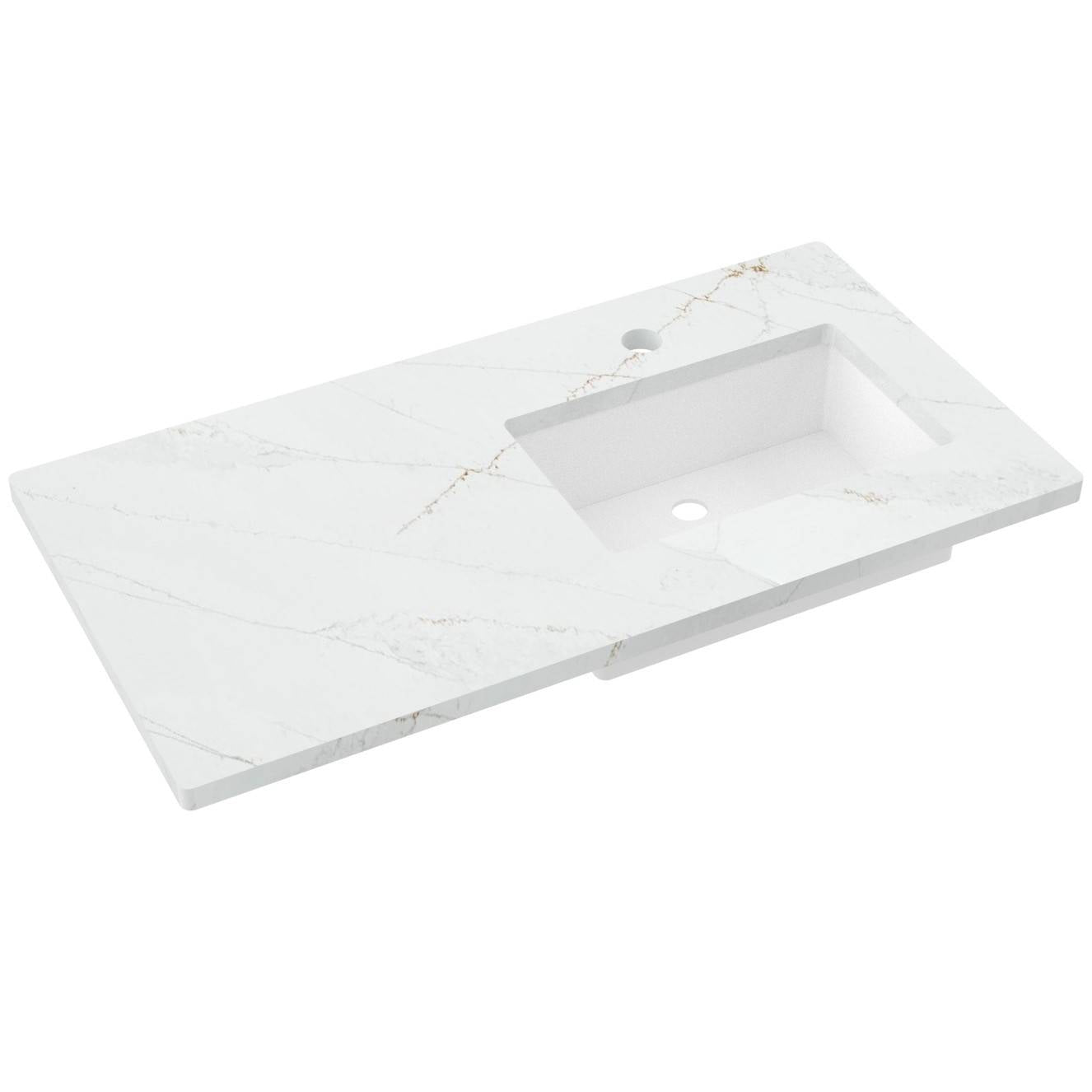 43" Silestone® Quartz Vanity Top Single Rectangle Offset Sink