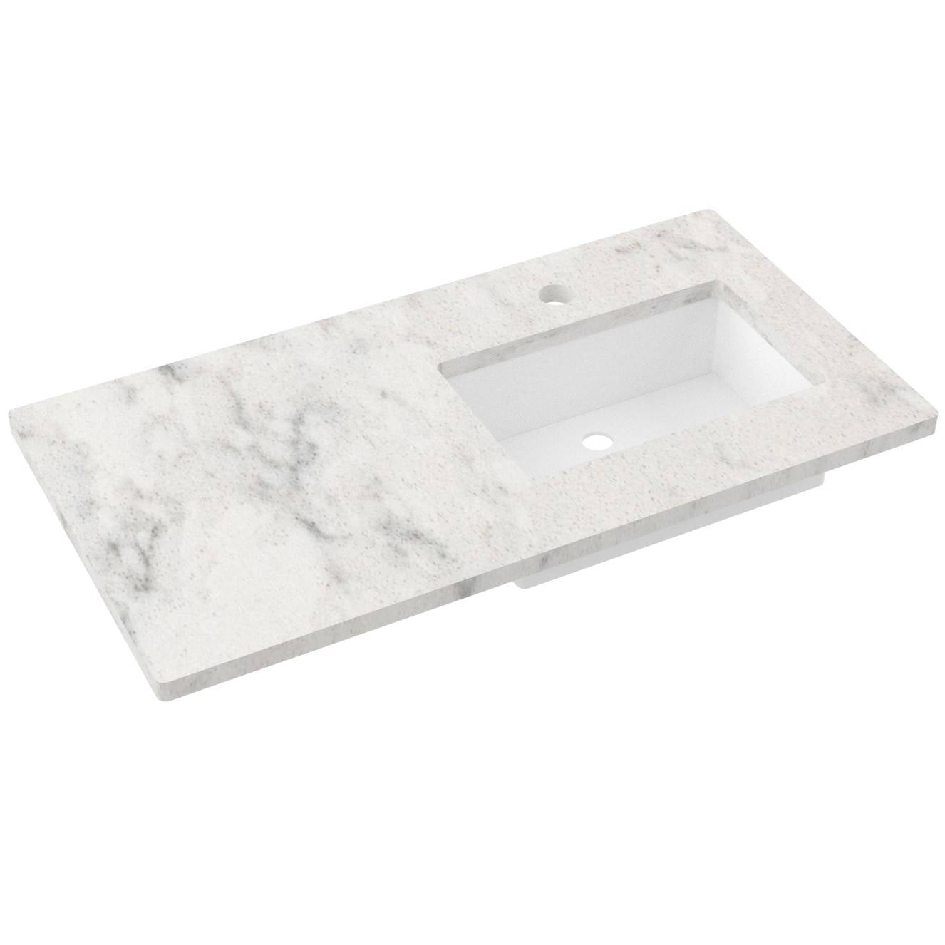 43" Silestone® Quartz Vanity Top Single Rectangle Offset Sink