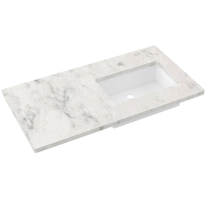 43" Silestone® Quartz Vanity Top Single Rectangle Offset Sink