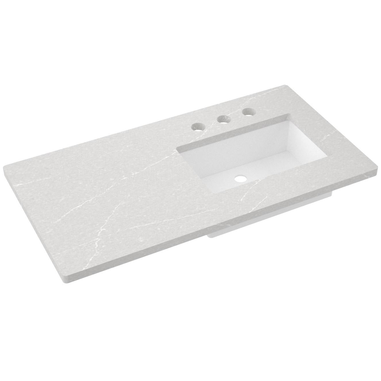 43" Silestone® Quartz Vanity Top Single Rectangle Offset Sink