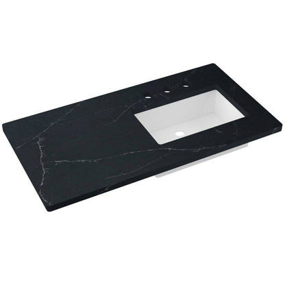 43" Silestone® Quartz Vanity Top Single Rectangle Offset Sink