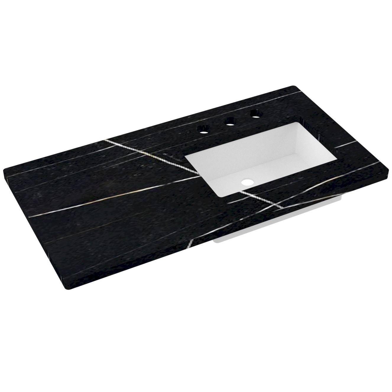 43" Silestone® Quartz Vanity Top Single Rectangle Offset Sink