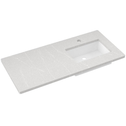 49" Silestone® Quartz Vanity Top Single Rectangle Offset Sink