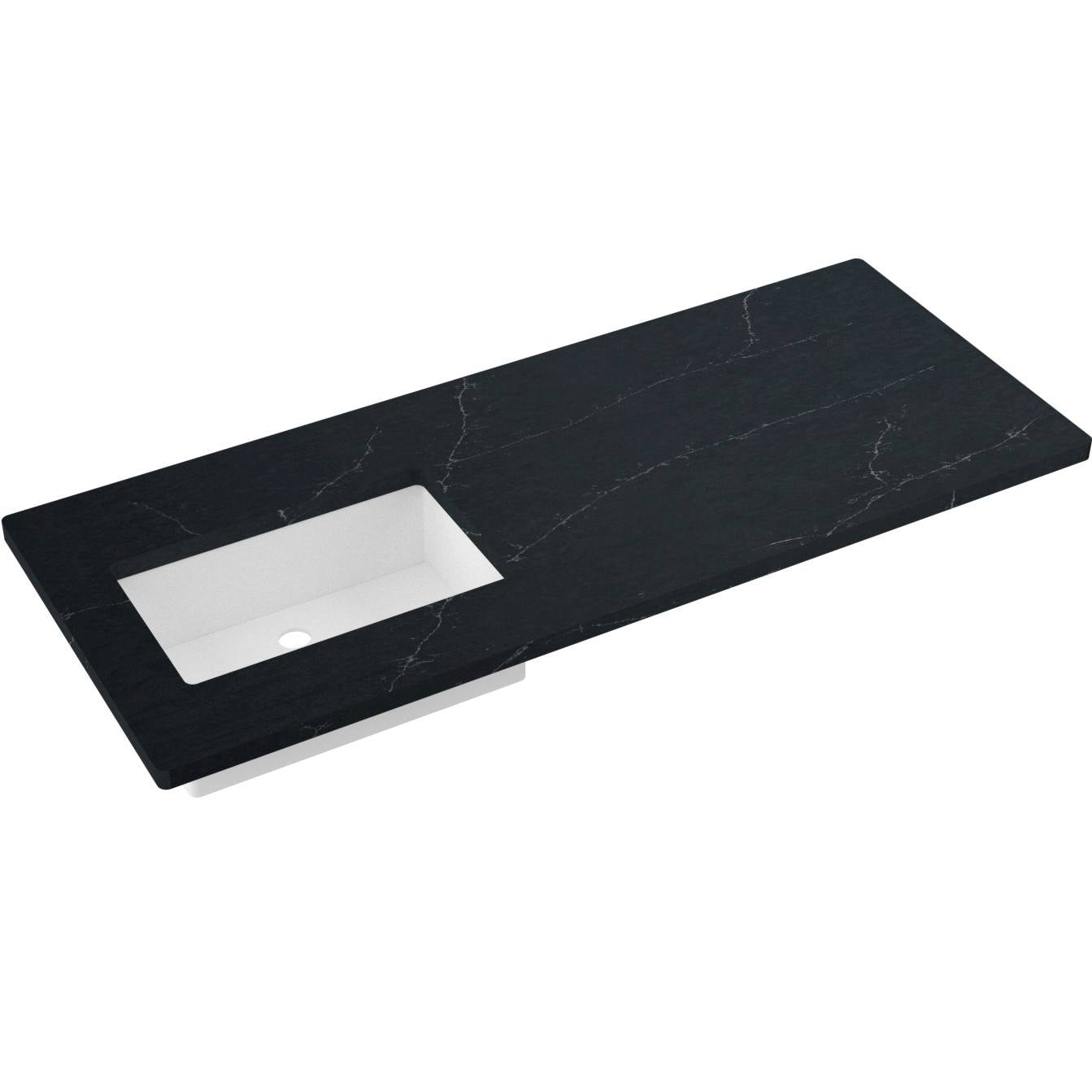 55" Silestone® Quartz Vanity Top Single Rectangle Offset Sink