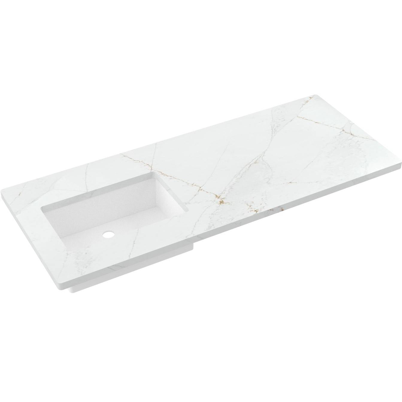 55" Silestone® Quartz Vanity Top Single Rectangle Offset Sink