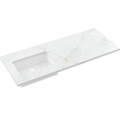 55" Silestone® Quartz Vanity Top Single Rectangle Offset Sink
