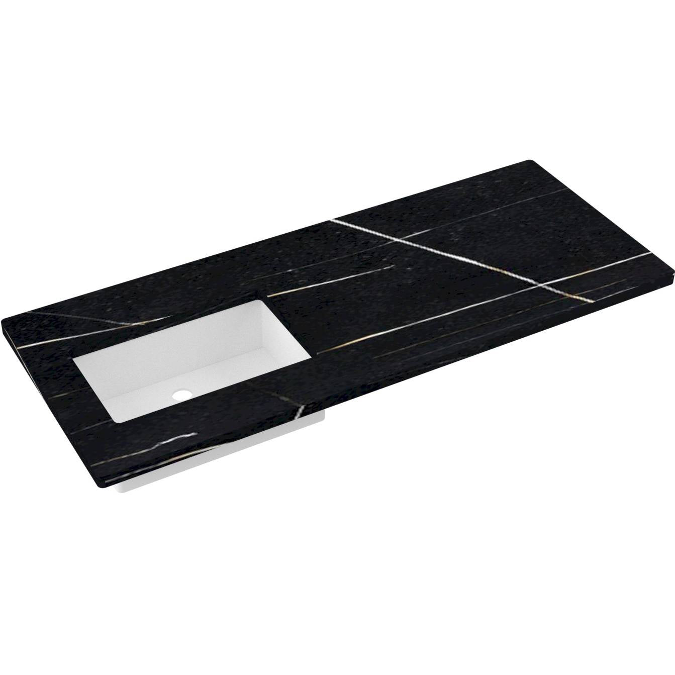55" Silestone® Quartz Vanity Top Single Rectangle Offset Sink