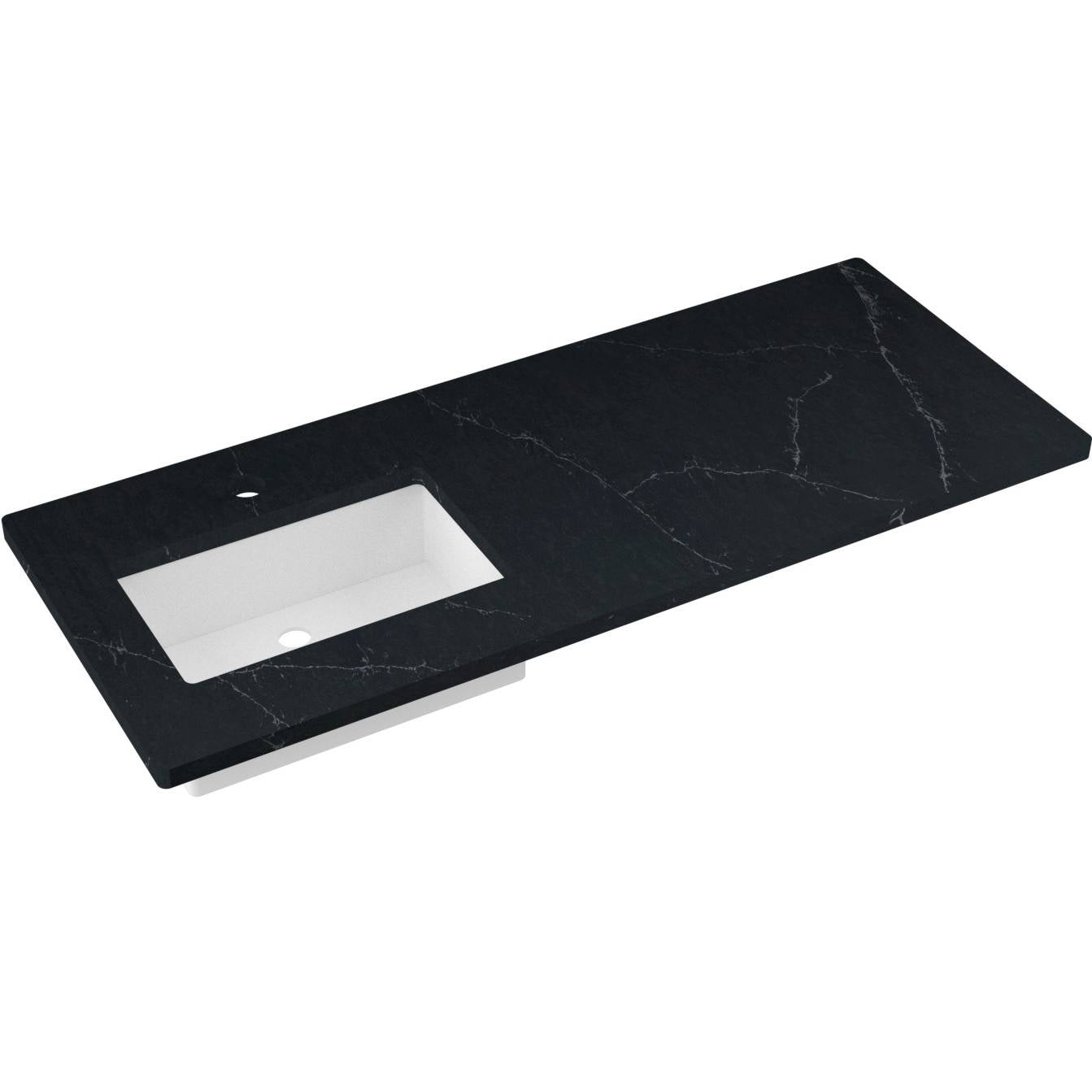 55" Silestone® Quartz Vanity Top Single Rectangle Offset Sink