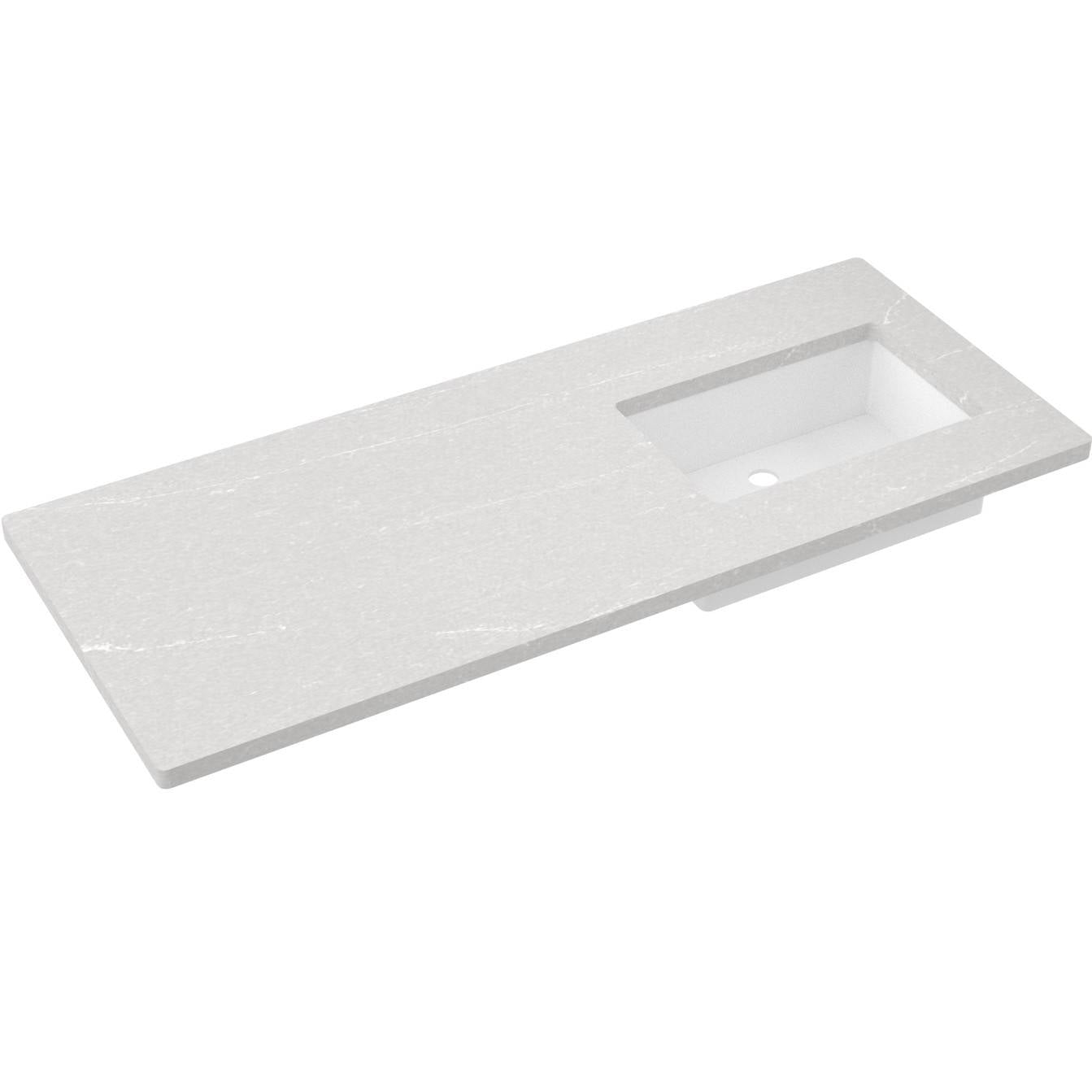 55" Silestone® Quartz Vanity Top Single Rectangle Offset Sink