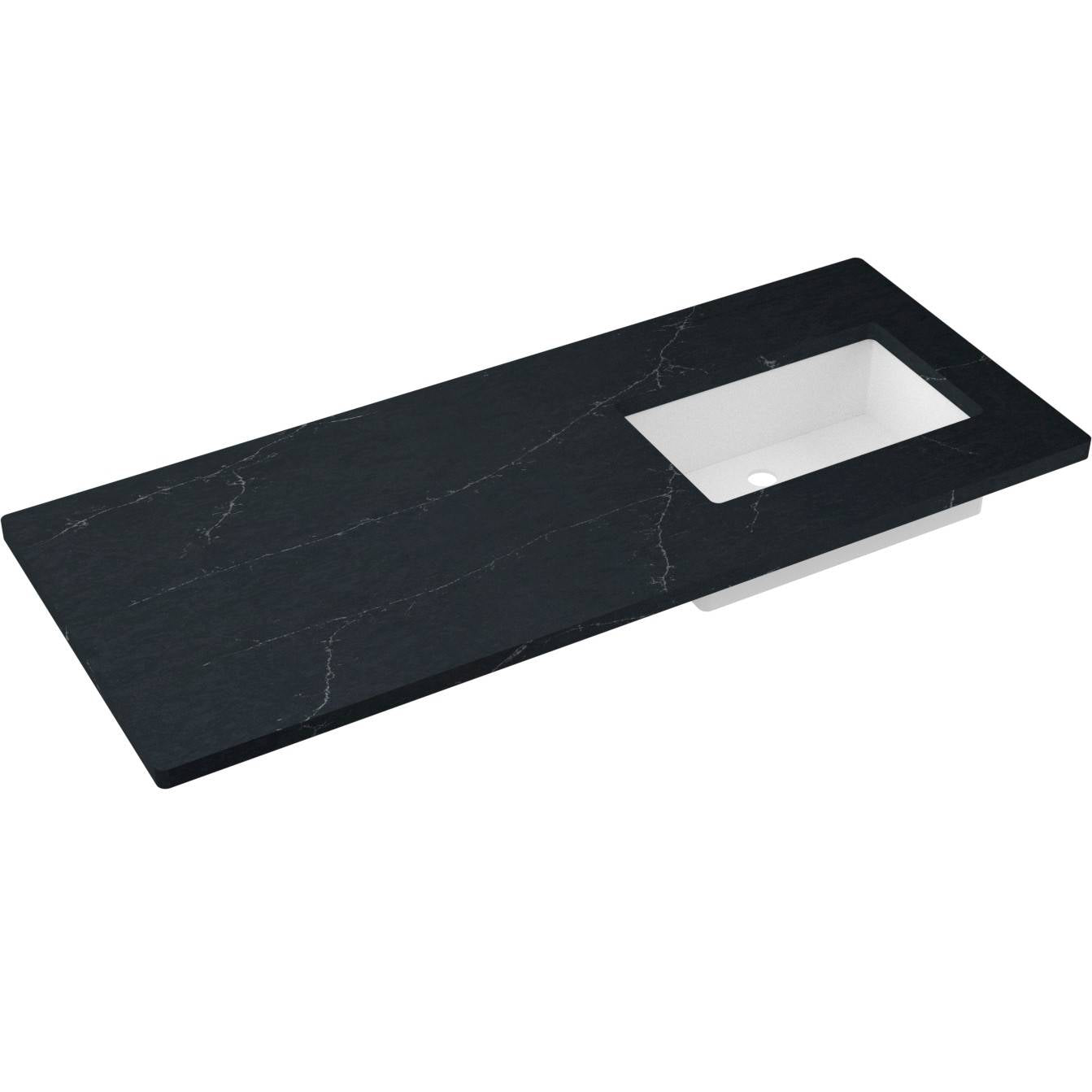55" Silestone® Quartz Vanity Top Single Rectangle Offset Sink