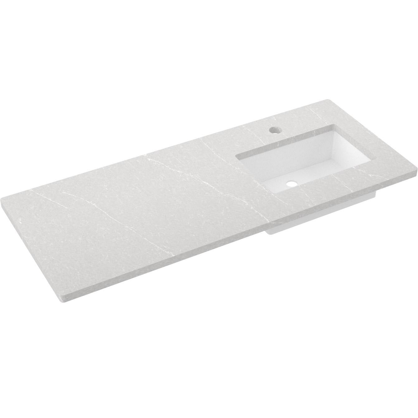 55" Silestone® Quartz Vanity Top Single Rectangle Offset Sink