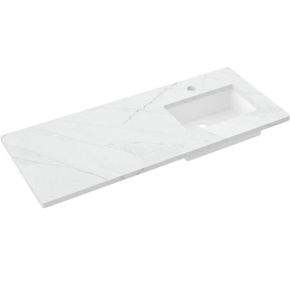 55" Silestone® Quartz Vanity Top Single Rectangle Offset Sink