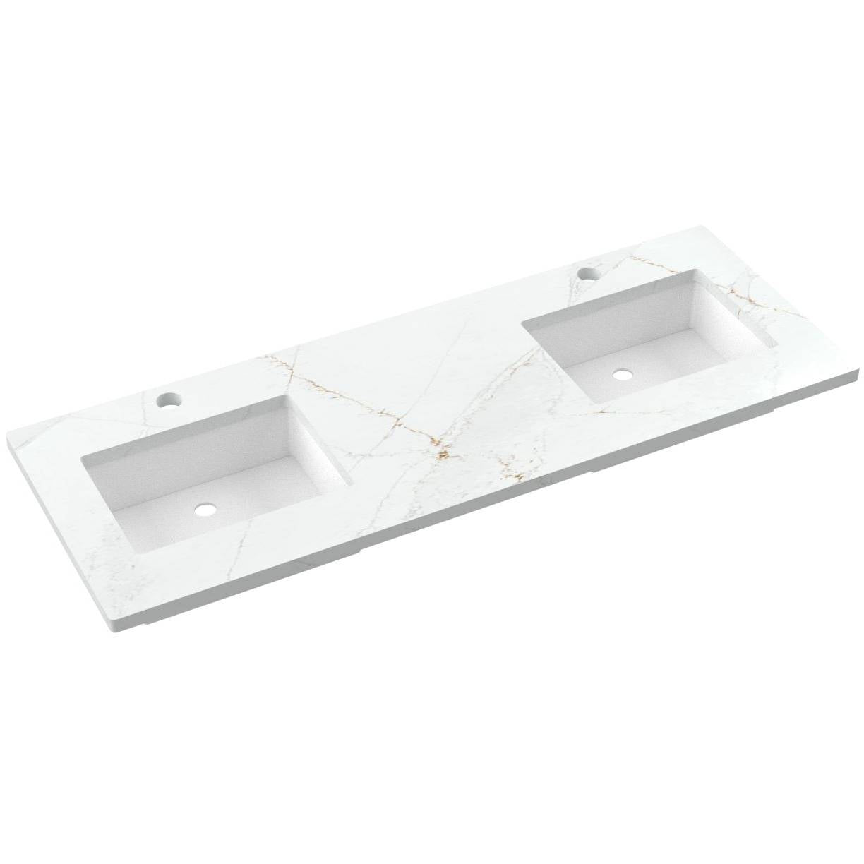 61" Silestone® Quartz Vanity Top Double Rectangle Centered Sink