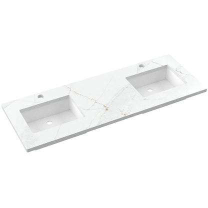 61" Silestone® Quartz Vanity Top Double Rectangle Centered Sink