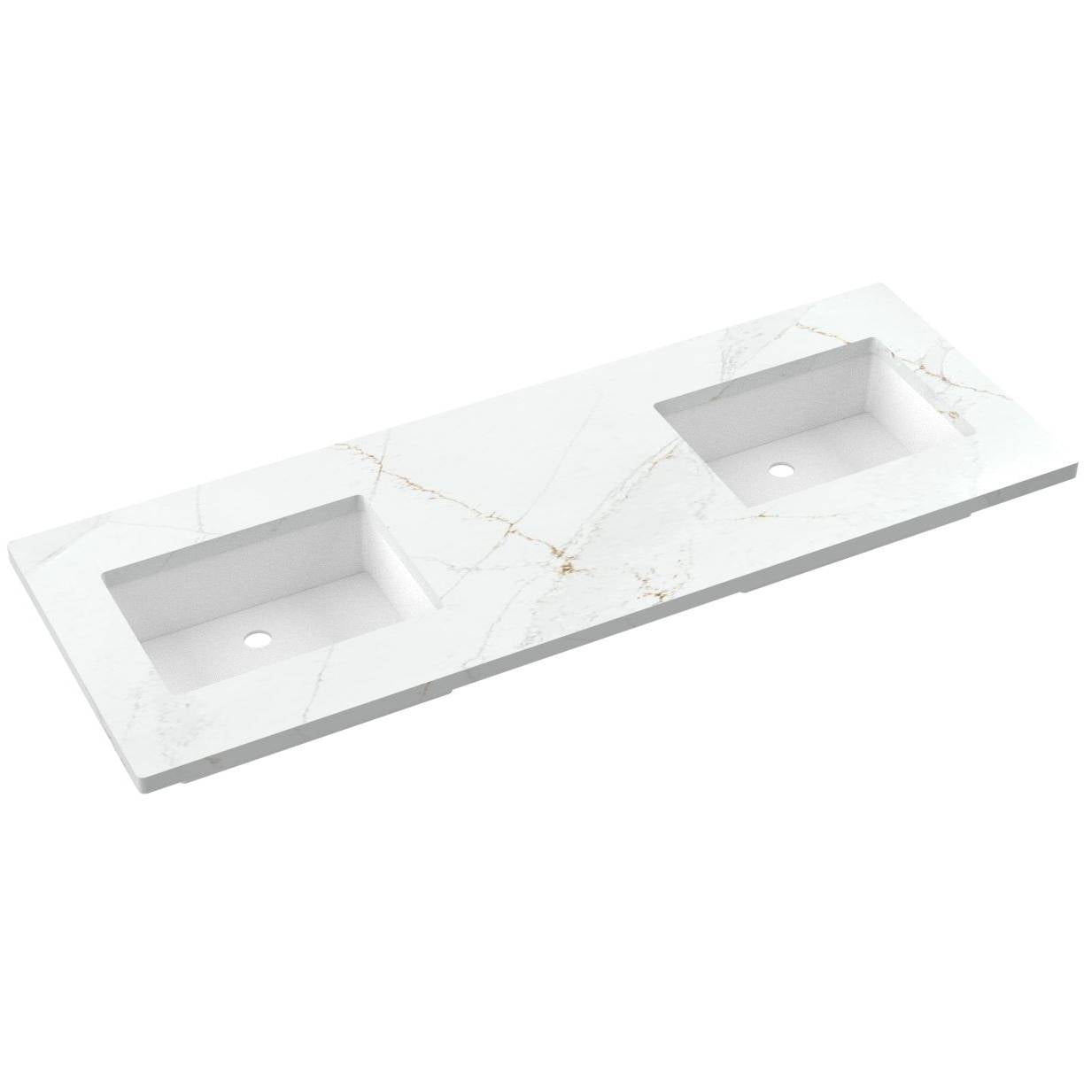 61" Silestone® Quartz Vanity Top Double Rectangle Offset Sink