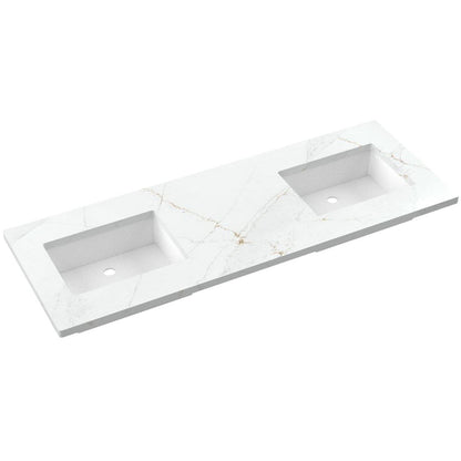 61" Silestone® Quartz Vanity Top Double Rectangle Offset Sink