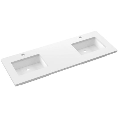 61" Silestone® Quartz Vanity Top Double Rectangle Offset Sink