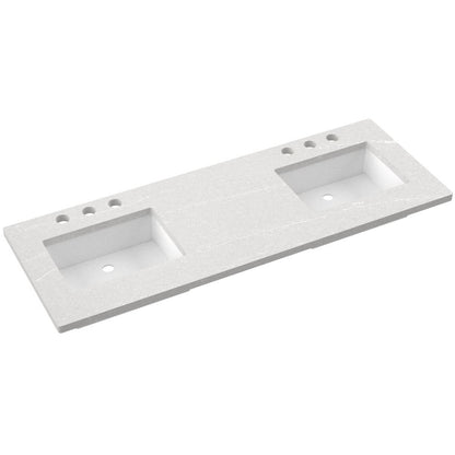 61" Silestone® Quartz Vanity Top Double Rectangle Offset Sink