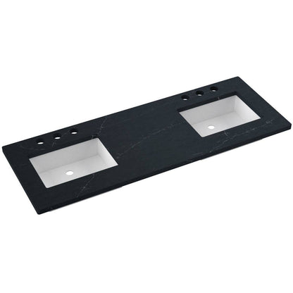 61" Silestone® Quartz Vanity Top Double Rectangle Offset Sink