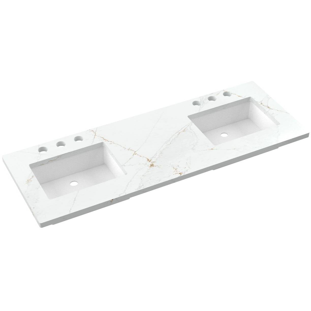 61" Silestone® Quartz Vanity Top Double Rectangle Offset Sink