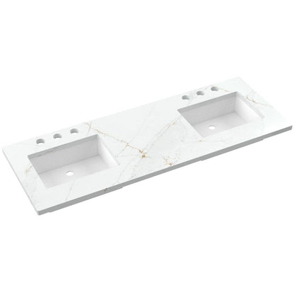 61" Silestone® Quartz Vanity Top Double Rectangle Offset Sink