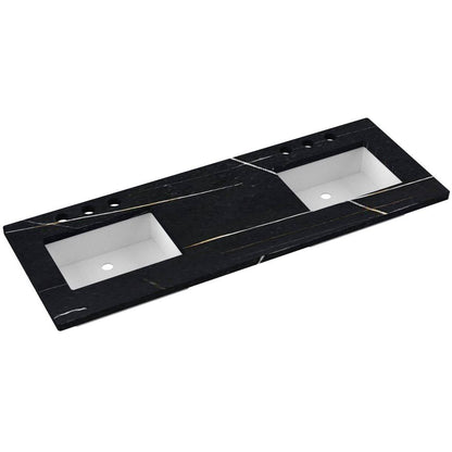 61" Silestone® Quartz Vanity Top Double Rectangle Offset Sink