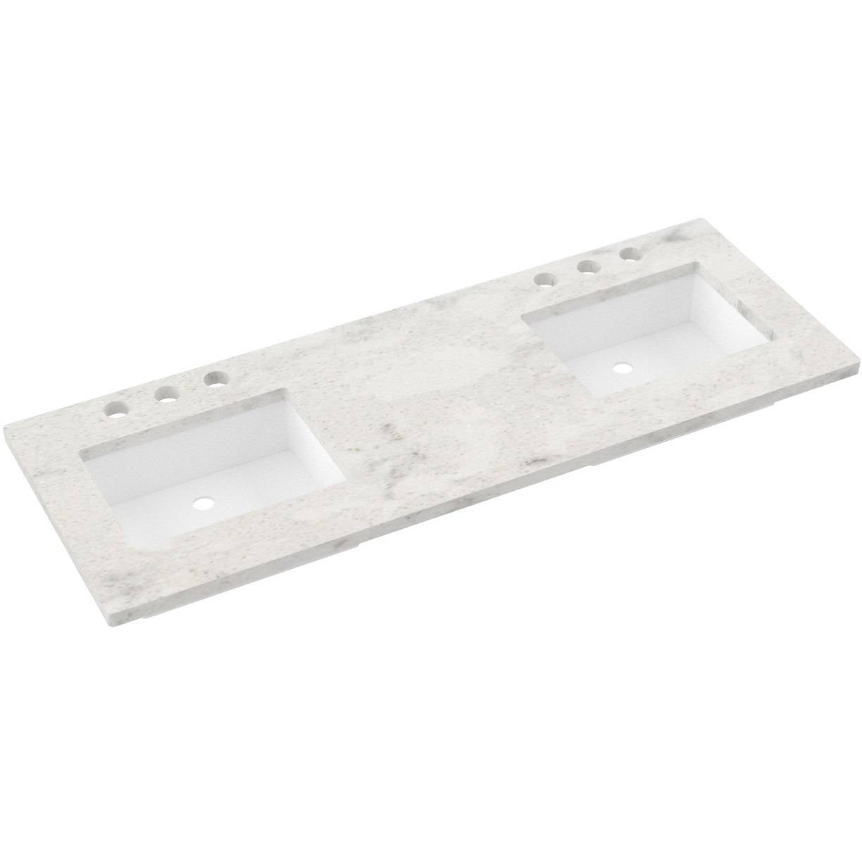 61" Silestone® Quartz Vanity Top Double Rectangle Offset Sink