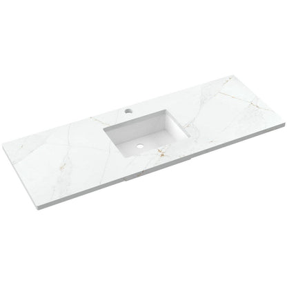 61" Silestone® Quartz Vanity Top Single Rectangle Centered Sink