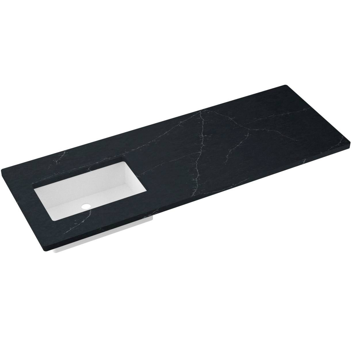 61" Silestone® Quartz Vanity Top Single Rectangle Offset Sink