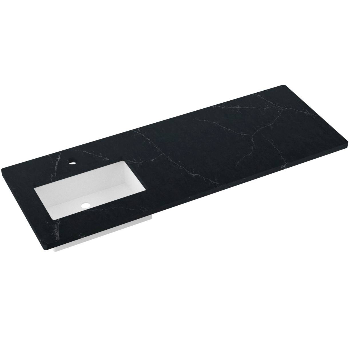 61" Silestone® Quartz Vanity Top Single Rectangle Offset Sink