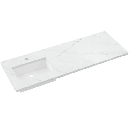 61" Silestone® Quartz Vanity Top Single Rectangle Offset Sink