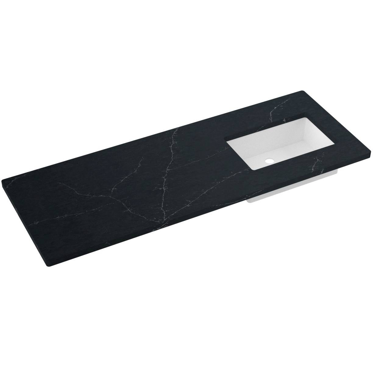 61" Silestone® Quartz Vanity Top Single Rectangle Offset Sink