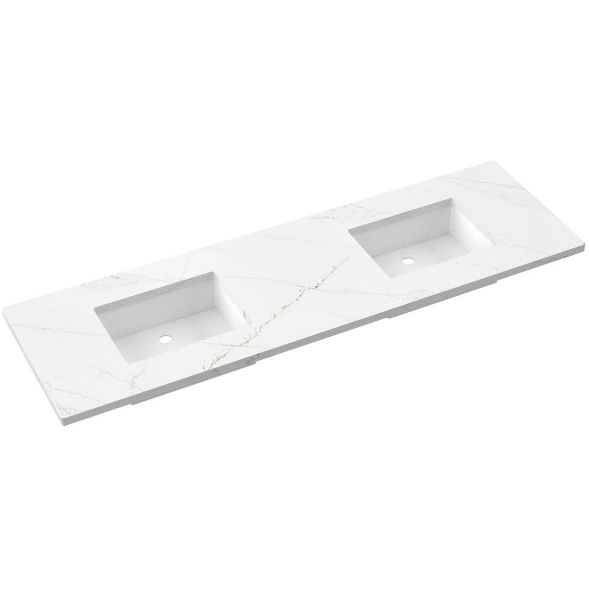 73" Silestone® Quartz Vanity Top Double Rectangle Centered Sink