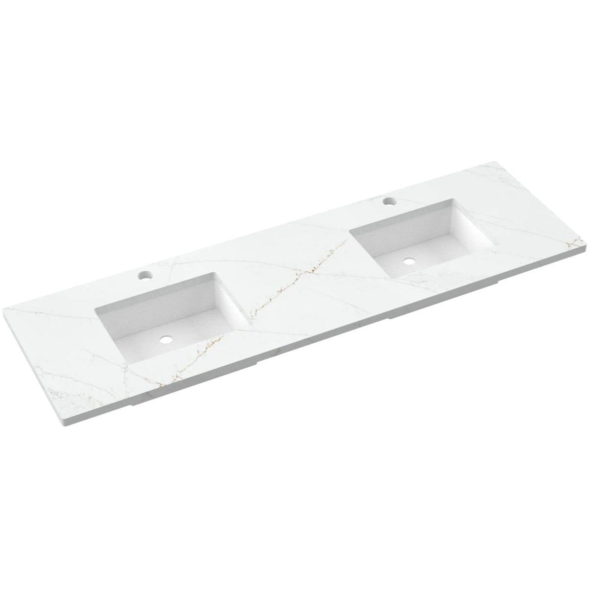 73" Silestone® Quartz Vanity Top Double Rectangle Centered Sink