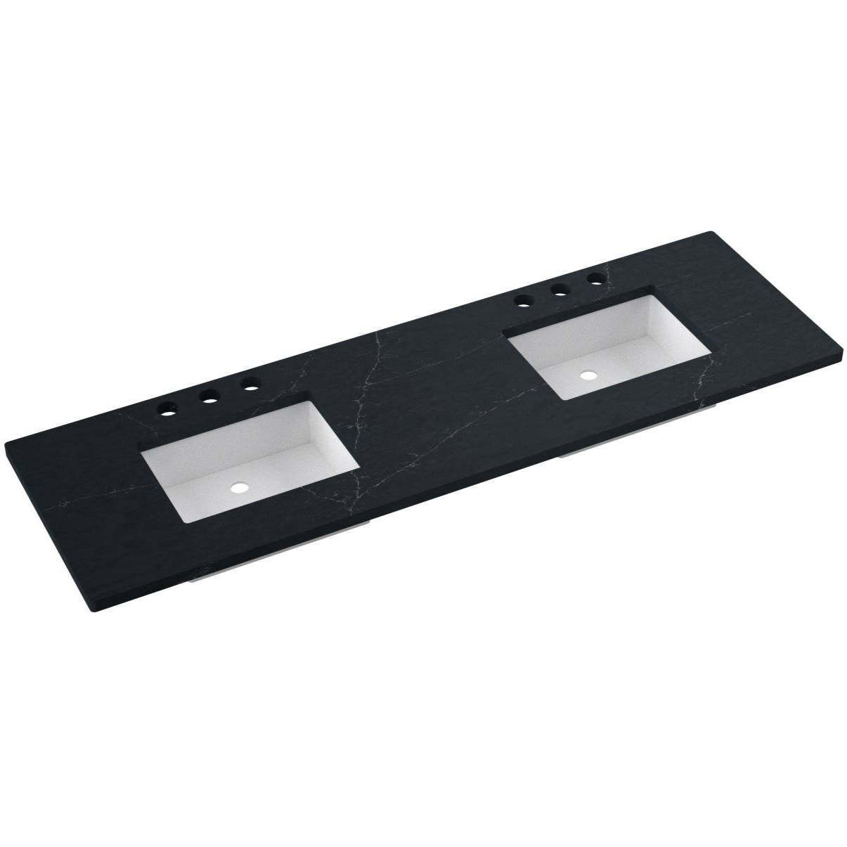 73" Silestone® Quartz Vanity Top Double Rectangle Centered Sink