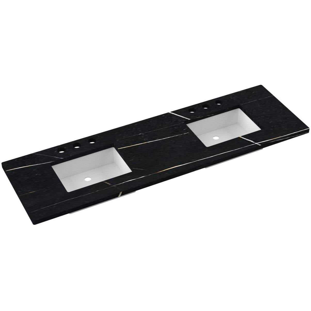 73" Silestone® Quartz Vanity Top Double Rectangle Centered Sink