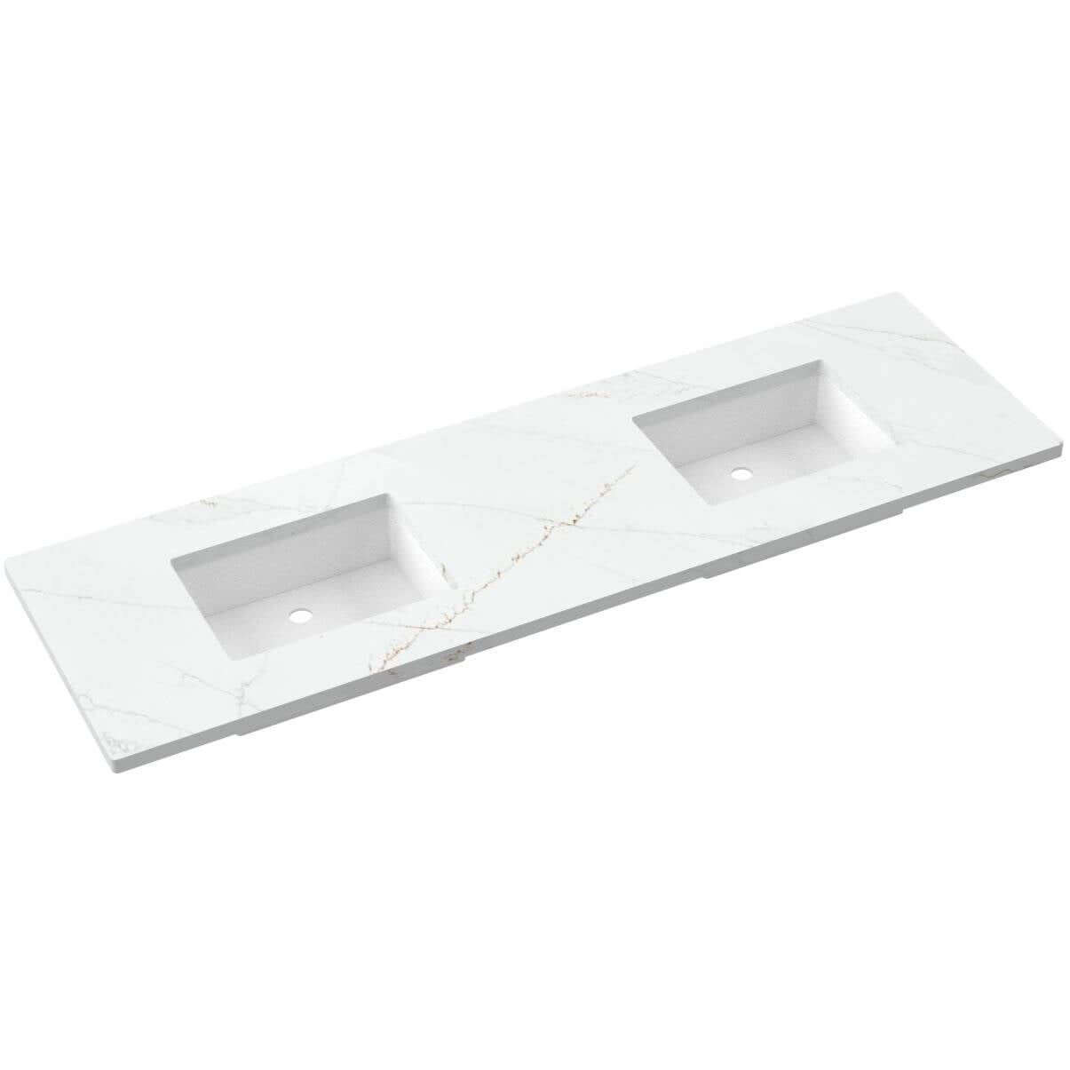 Vanderloc 73" Silestone® Quartz Vanity Top Double Rectangle Offset Sink