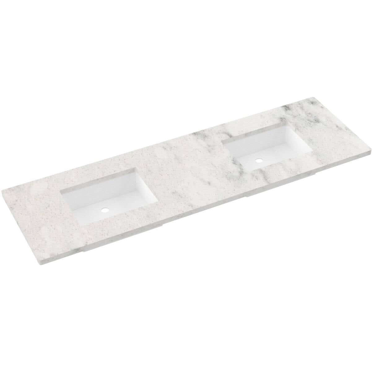 Vanderloc 73" Silestone® Quartz Vanity Top Double Rectangle Offset Sink