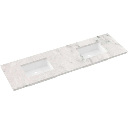 Vanderloc 73" Silestone® Quartz Vanity Top Double Rectangle Offset Sink