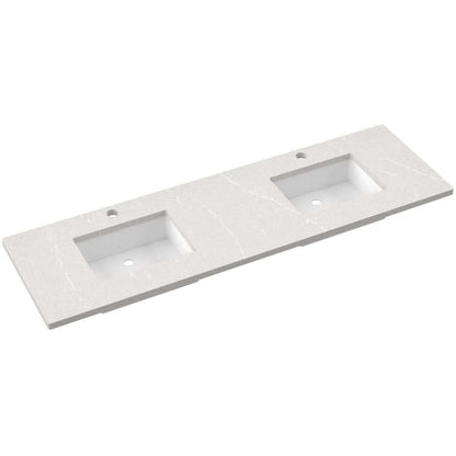 Vanderloc 73" Silestone® Quartz Vanity Top with double rectangle offset sinks for luxury bathroom upgrade.