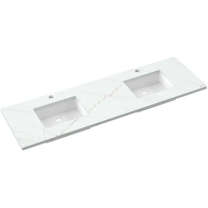 Vanderloc 73" Silestone® Quartz vanity top with double rectangle sinks for stylish bathroom upgrade.