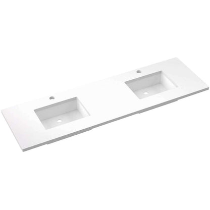 Vanderloc 73" Silestone® Quartz vanity top with double rectangle offset sinks for high quality bathroom luxury.