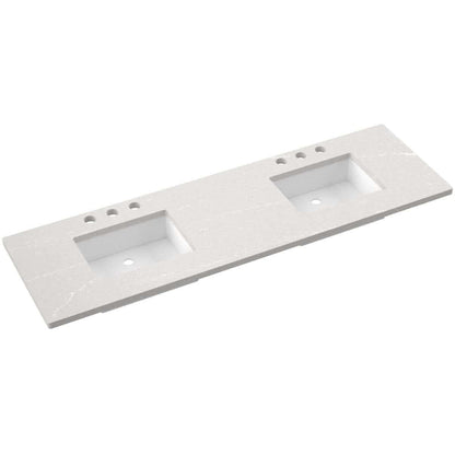 Vanderloc 73" Silestone® Quartz Vanity Top with double rectangle offset sinks for modern bathroom design