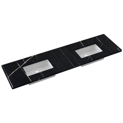 79" Silestone® Quartz Vanity Top Double Rectangle Centered Sink